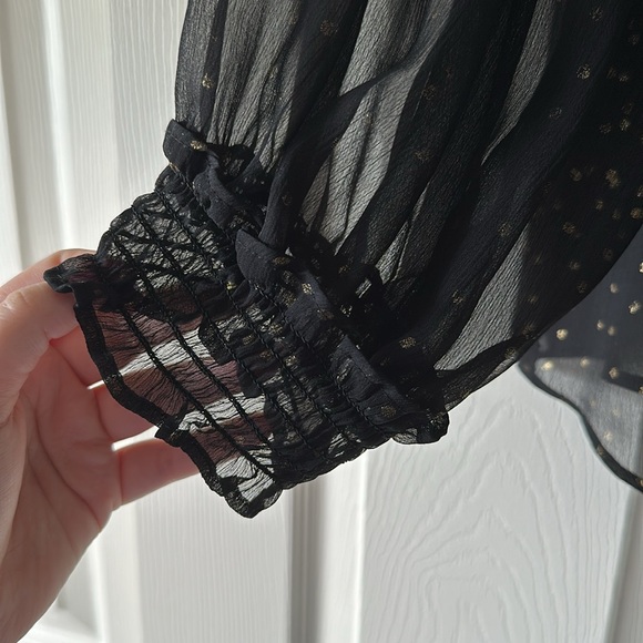 LOFT Black and Gold Sheer Top - Picture 4 of 4